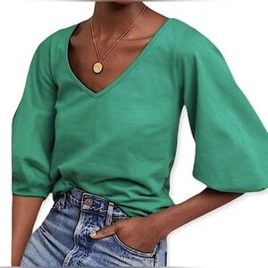 Anthropologie Velvet Green V-neck Top by Graham & Spencer Size XS 100% Cotton